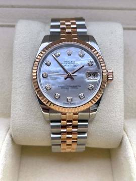  Rolex Datejust 31 Stahl/Rose Jubilee M.O.P Diamond Dial With box and papers like new 2013 