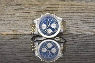  Breitling Old Navitimer D13022 Blue Dial Stahl Gold very Nice Vintage B&P 1995 