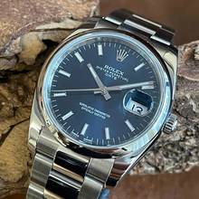  Rolex Oyster Perpetual Date Date 34 Stahl - blaues Blatt - Ref. 115200 