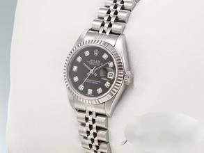  Rolex Lady-Datejust Stahl Weissgold 750 Diamanten 2002 Automatik Stainless Steel 18kt White Gold Damen Jubilé-band Chronometer Oyster Black Dial 