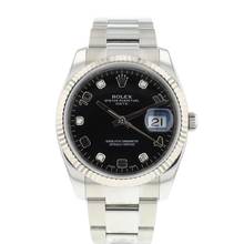  Rolex Oyster Perpetual Date 34 Oyster Fluted Factory Diamond Arabic Black Dial 