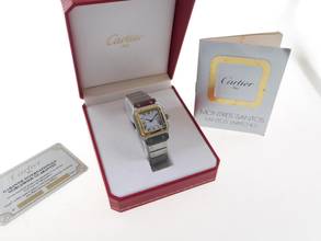 Thumbnail von Cartier Santos Herrenuhr XL Automatik Stahl Gold im Top Zustand Full Set volles Band Box Papiere komplett