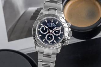  Rolex Daytona Black Dial Chronograph Stahl Automatik Herrenuhr Ref. 116520 B&P 