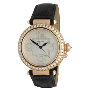 Cartier Pasha 18K Rose Gold MOP Dial Factory Diamonds 