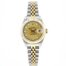  Rolex Lady-Datejust 26 Steel Gold Jubilee Fluted Champagne Diamond Dial 