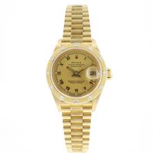 Thumbnail von Rolex Lady-Datejust 26 Yellow Gold President Champagne Roman Dial Bark Bezel Diamonds