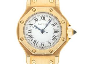 Thumbnail von Cartier Santos Octagon PM kleines Modell Ref.0906 1980 original Box sehr gut Vintage