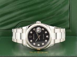  Rolex Datejust 36 116234 Black Dial With Big Diamonds - Full Set 36mm 