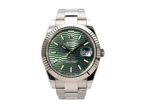  Rolex Datejust 41 Edelstahl Weißgold 126334 Mint Green Riffelmuster 