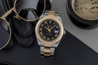 Thumbnail von Rolex Datejust II Black Roman Stahl Gold Automatik Herrenuhr Oyster Ref. 116333