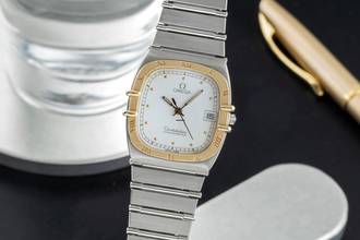  Omega Constellation Quartz Stahl / Gold Quarz Herrenuhr Ref. 398.0877 Papiere 1986 