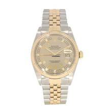  Rolex Datejust 36 Herrenarmbanduhr Datejust Automatik 16013 Houndstooth Dial aus Stahl / Gold Fullset 