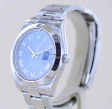  Rolex Datejust II Stahl Oyster blue roman Dial 41mm blau 116300 Top B+P 