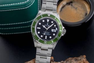 Thumbnail von Rolex Submariner Date Kermit Flat Four Automatik Herrenuhr Ref. 16610LV F-Serie