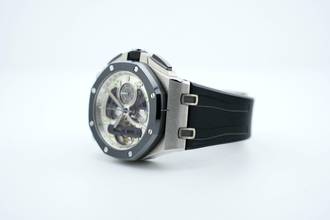 Thumbnail von Audemars Piguet Royal Oak Offshore Tourbillon Chronograph Titanium - LIMITED TO 15 Pc. - With Box And Papers 26387.IO.OO.D002CA.01