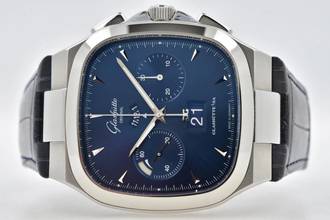 Thumbnail von Glashütte Original Seventies Chronograph Panoramadatum Senator Seventies Panorama Date Chronograph 1-37-02-03-02-30 Blue Dial