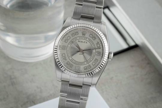  Rolex Oyster Perpetual 36 Concentric Dial Stahl Weissgold Herrenuhr Ref. 116034 