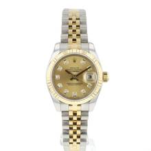  Rolex Lady-Datejust 26 Jubilee Fluted Steel Gold Champagne Diamond Dial 