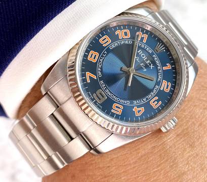  Rolex Air King Blue Concentric Dial ref 114234 Automatic ORIGINAL PAPERS Blau 114234 