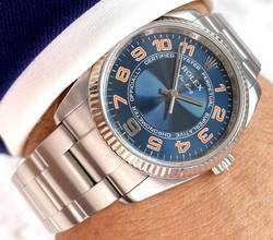  Rolex Air King Blue Concentric Dial ref 114234 Automatic ORIGINAL PAPERS Blau 114234 