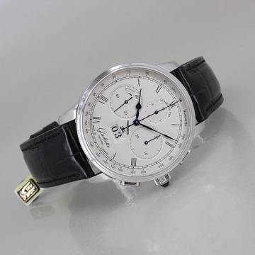  Glashütte Original Senator Chronograph Panoramadatum Panorama Date Platin Ø 42 mm ungetragen Full Set 
