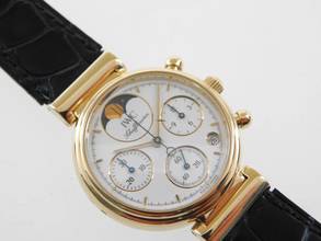Thumbnail von IWC Da Vinci Chronograph Mondphase 3735 massiv 18 Kt Gelbgold mit original Band und Schließe massiv 18 Kt Gelbgold mit original Krokoband und Schließe