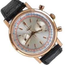 Longines Chronograph Fly-Back 7415 Oversize rose gold 18KT Full Set 1972 Full Set 