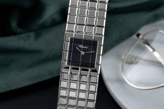  Chopard Ice Cube Black Dial Edelstahl Quarz Damenuhr Ref. 11/8898 