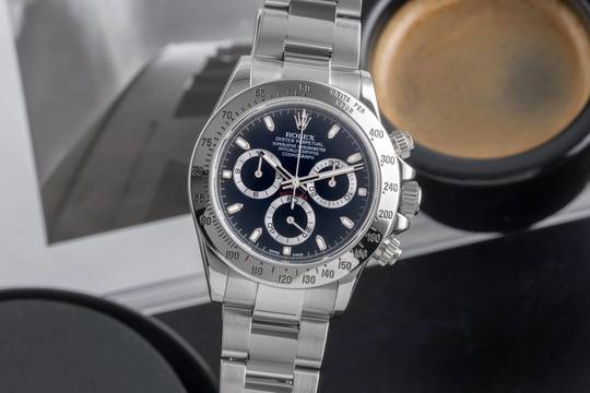  Rolex Daytona Black Dial Chronograph Stahl Automatik Herrenuhr Ref. 116520 B&P 
