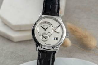 Thumbnail von Glashütte Original PanoReserve Edelstahl Handaufzug Herrenuhr Ref. 65-01-02-02-04 B&P