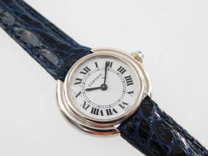 Thumbnail von Cartier Vendome 18 Karat Weißgold Ellipse Paris Dial Handaufzug Damenuhr 26 mm 18 Karat Weißgold super selten !