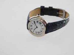 Thumbnail von Cartier Vendome 18 Karat Weißgold Ellipse Paris Dial Handaufzug Damenuhr 26 mm 18 Karat Weißgold super selten !