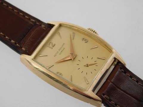  Patek Philippe Gondolo massiv 18 Karat Gelbgold im Top Zustand 27 x 38mm Handaufzug Herrenuhr mit original Schließe 