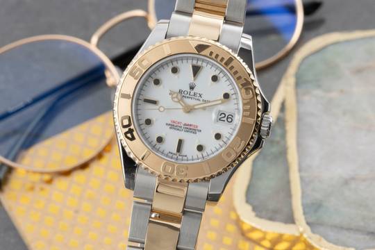  Rolex Yacht-Master White Dial Stahl Gold Automatik Herrenuhr 168623 