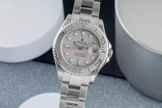  Rolex Yacht-Master 35 Oyster Stahl / Platin Medium Size Ref 168622 Z-Serie 