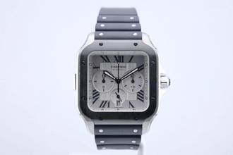 Thumbnail von Cartier Santos Chronograph - Additional Leather Strap - With Box And Papers - WSSA0017 2022