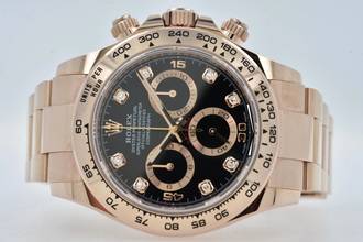  Rolex Daytona Cosmograph 18k rose gold Diamond Black Dial 116505 