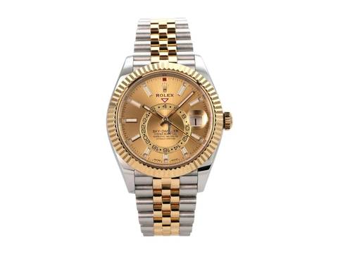  Rolex Sky-Dweller Edelstahl / Gelbgold Ref. 326933 Jubile-Band Champagner Zifferblatt 