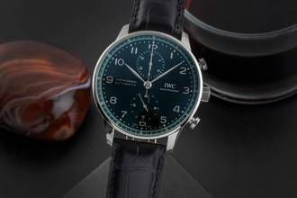 Thumbnail von IWC Portugieser Chronograph Green Dial Stahl Automatik Herrenuhr IW371615 B&P