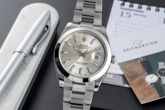  Rolex Datejust 41 Silver Dial Edelstahl Automatik Herrenuhr Ref. 126300 B&P 2018 