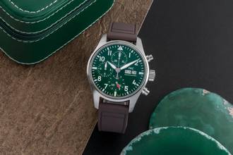 Thumbnail von IWC Fliegeruhr Chronograph Pilot Chronograph Green Stahl Automatik Ref. IW388103 B&P 2021