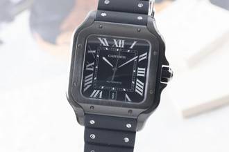  Cartier Santos Black Edelstahl Automatik Herrenuhr Ref. WSSA0039 B&P 2020 