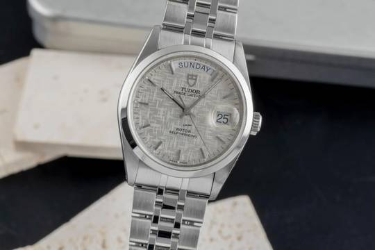  Tudor Prince Date Day Linen Dial Edelstahl Automatik Herrenuhr Ref. 76200 