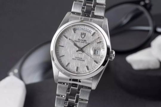  Tudor Prince Date Day Linen Dial Edelstahl Automatik Herren Ref. 76200 