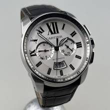  Cartier Calibre de Cartier Chronograph W7100046 Stahlgehäuse Lederband mit Faltschließe Full Set 