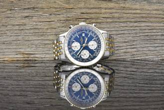  Breitling Old Navitimer D13022 Blue Dial Stahl Gold very Nice Vintage B&P 1995 