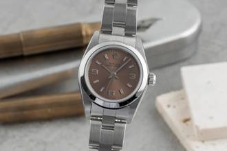  Rolex Oyster Perpetual Salmon Dial Edelstahl Automatik Damen Ref. 76080 B&P 
