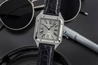 Thumbnail von Cartier Santos Dumont Edelstahl Handaufzug Herrenuhr Ref. WSSA0032 B&P 2021