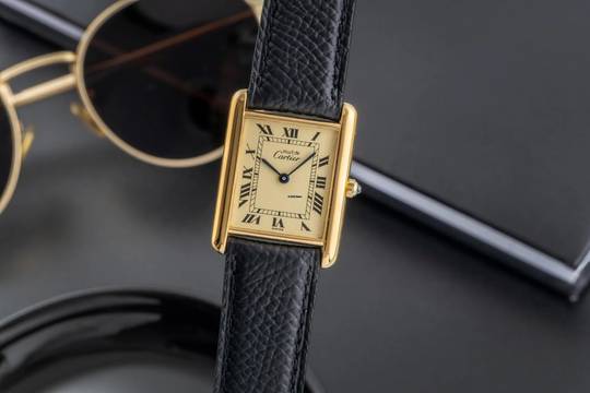  Cartier Tank Vermeil must Tank GM Vermeil Ivory Dial Silber Herrenuhr Medium Ref. 681006 