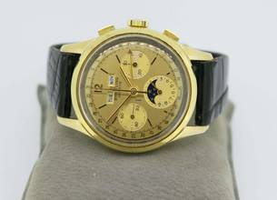 Thumbnail von Breitling Triple calendar moonphase 18Karat Gold Rare vintage watch